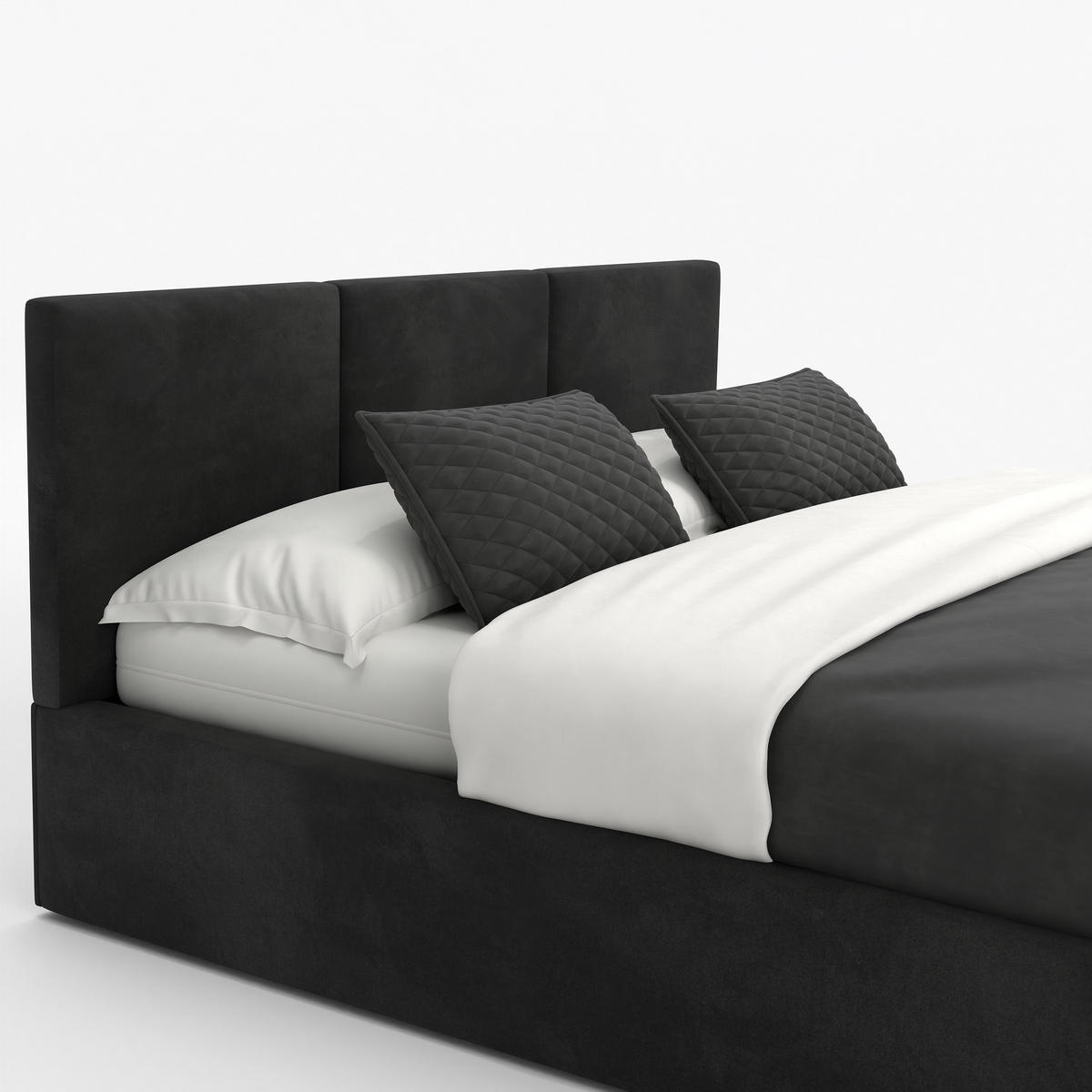 POLSTERBETT für Schlafzimmer Bett mit Stauraum Schwarz 120x200cm Kopfteil 88cm - Schwarz, Holzwerkstoff/Metall (120/200cm) - Muralo