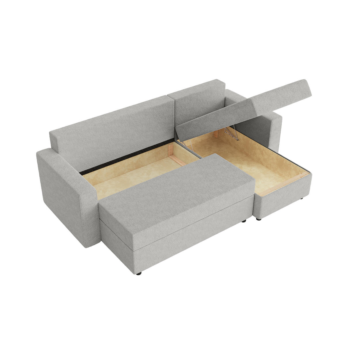 ECKSOFA Goka Lux L mit Schlaffunktion und 2 Bettkästen, Grau - Grau, Textil (230/146cm) - Fedve