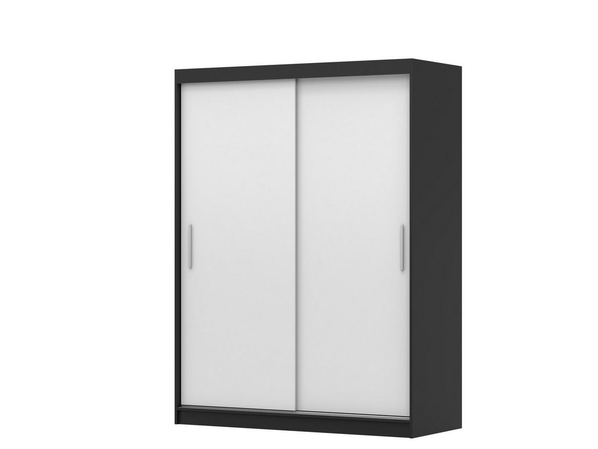 SCHIEBETÜRENSCHRANK -LARA 04 (Schwarz + Weiß) - Schwarz/Weiß, Holzwerkstoff/Metall (150/200/61cm) - Möblo