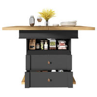 JÍDELNÍ stůl 110-140/80/75 cm černá/přírodní z MDF s rozkládací deskou a úložným prostorem - černá, kompozitní dřevo (110/80/75cm) - OKWISH