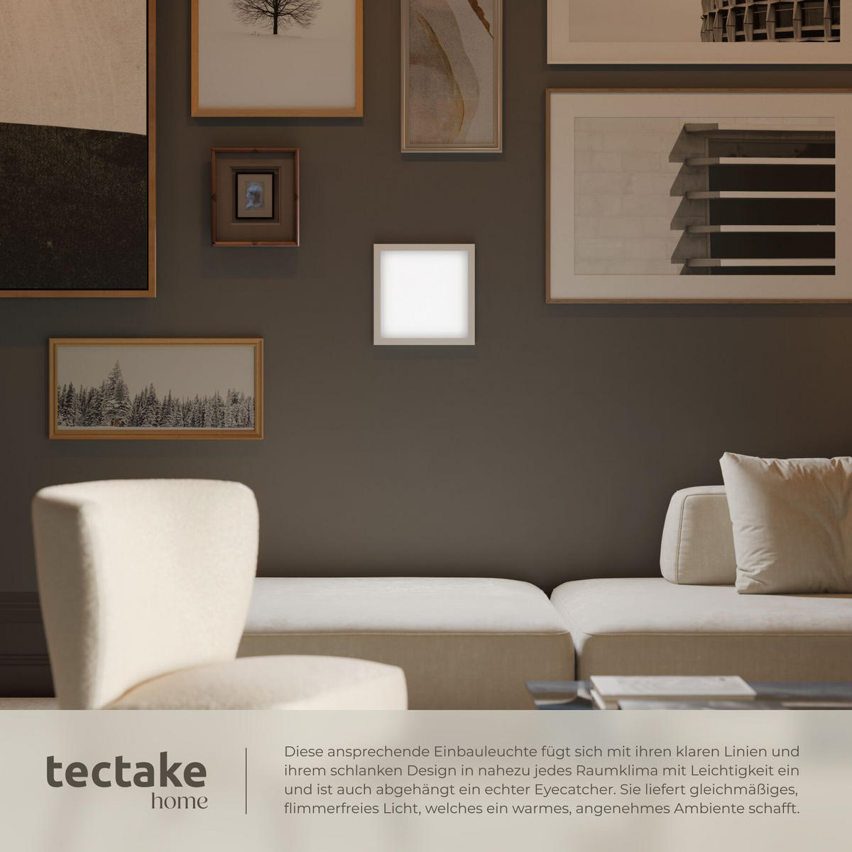 LED-PANEEL Lucerna, vielseitige Einsatzmöglichkeiten, weiß - Weiß, Textil (29.5/29.5/3.4cm) - tectake
