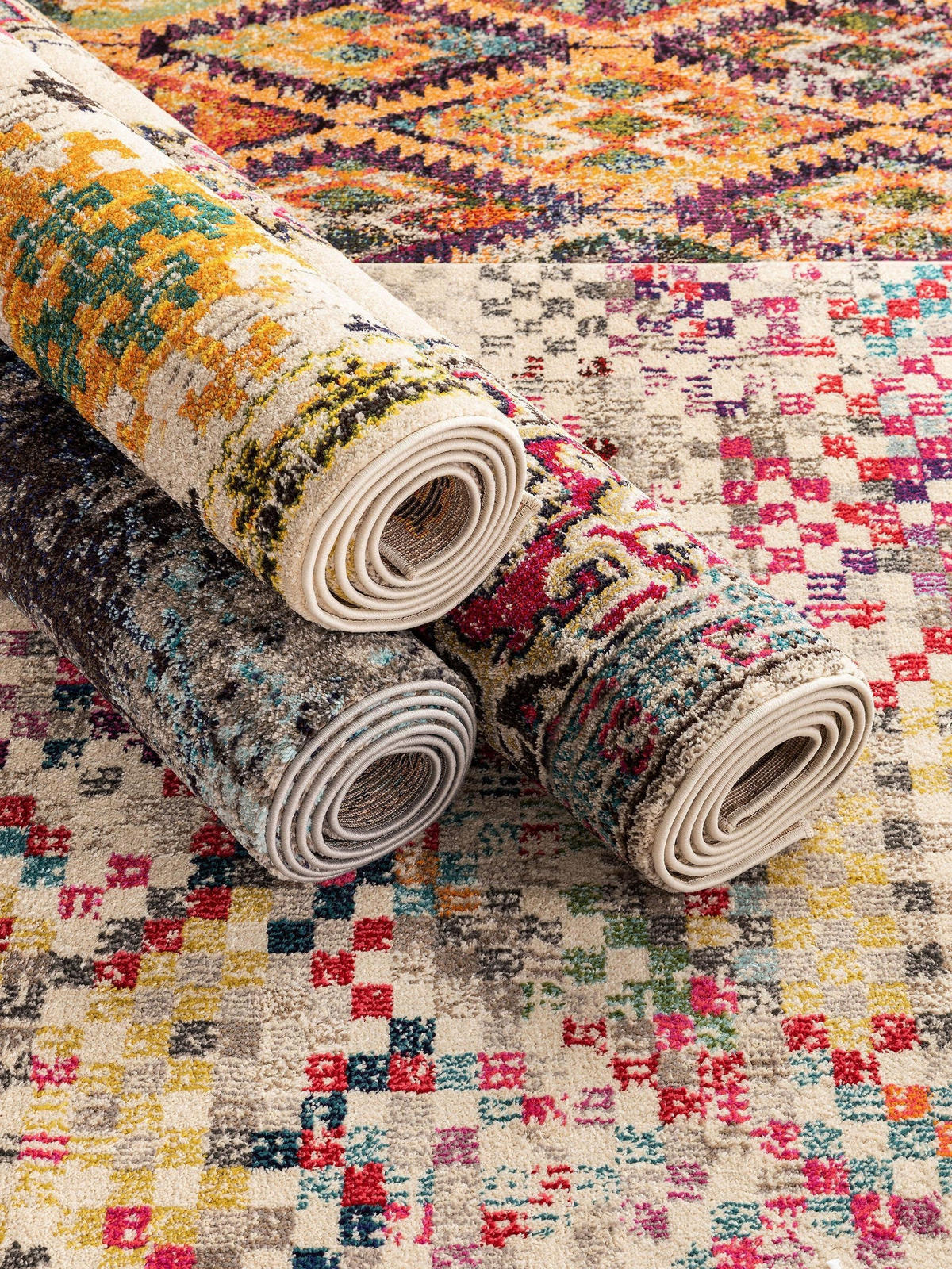 TEPPICH Casa Multicolor/Beige ø 120 cm rund - Multicolor, Textil (120/120cm) - benuta Nest