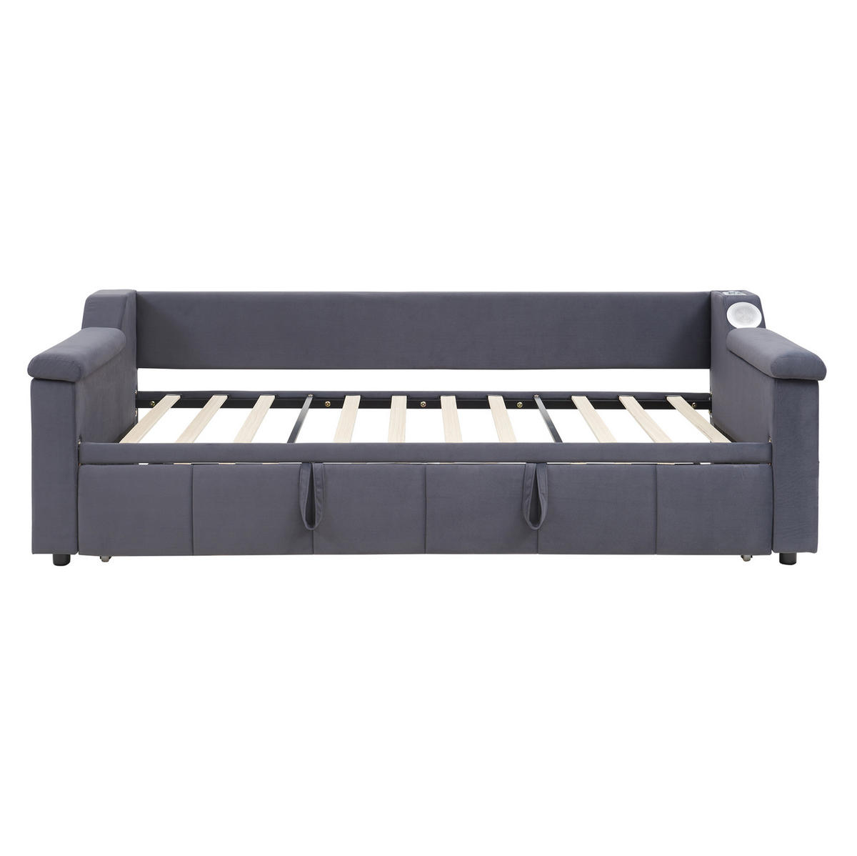 SCHLAFSOFA 90/190 cm Grau mit Bluetooth-Stereoanlage und USB-Anschluss - Grau, Textil (90/190cm) - OKWISH
