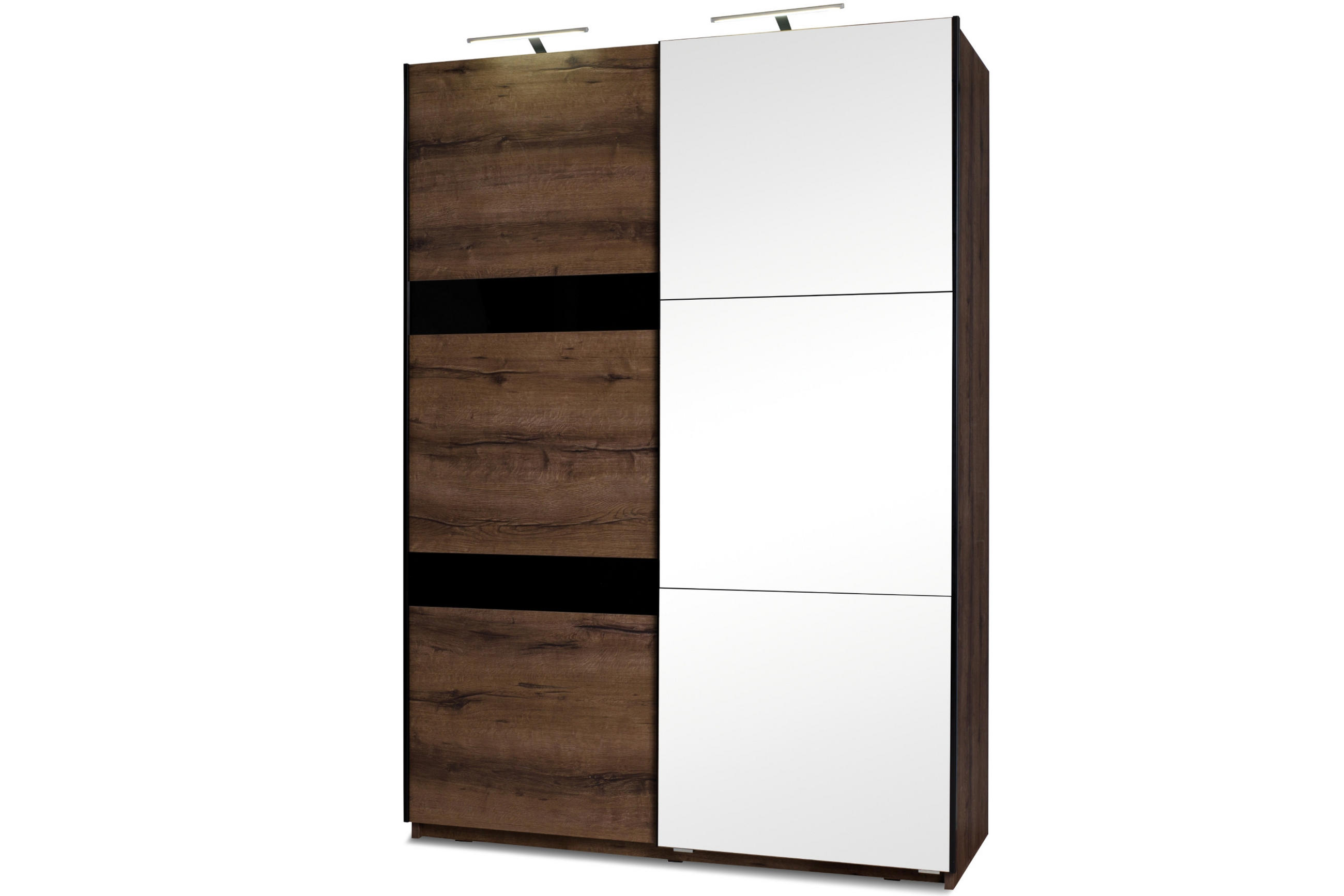 SCHIEBETÜRENSCHRANK MERO mit Kleiderstangen und Einlegeböden, Dunkelbraun - Dunkelbraun, Holzwerkstoff (150/215/69cm) - KONSIMO®