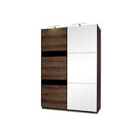 SCHIEBETÜRENSCHRANK MERO mit Kleiderstangen und Einlegeböden, Dunkelbraun - Dunkelbraun, Holzwerkstoff (150/215/69cm) - KONSIMO®