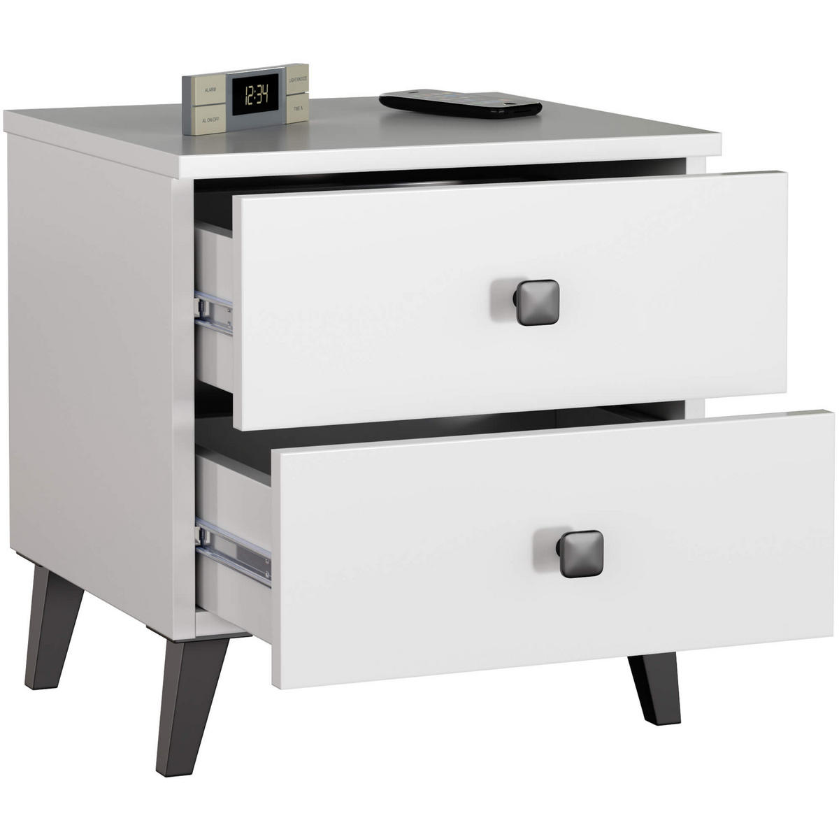 NACHTTISCH Weiß, Schwarz 43/40/37 - Schwarz/Weiß, Holzwerkstoff (40/43/37cm) - RAUMHIRSCH FURNITURE