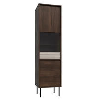 VITRINE Astra Dunkles Holz und Kaschmir - Beige, Holzwerkstoff (50.9/195/40cm) - Petits-meubles