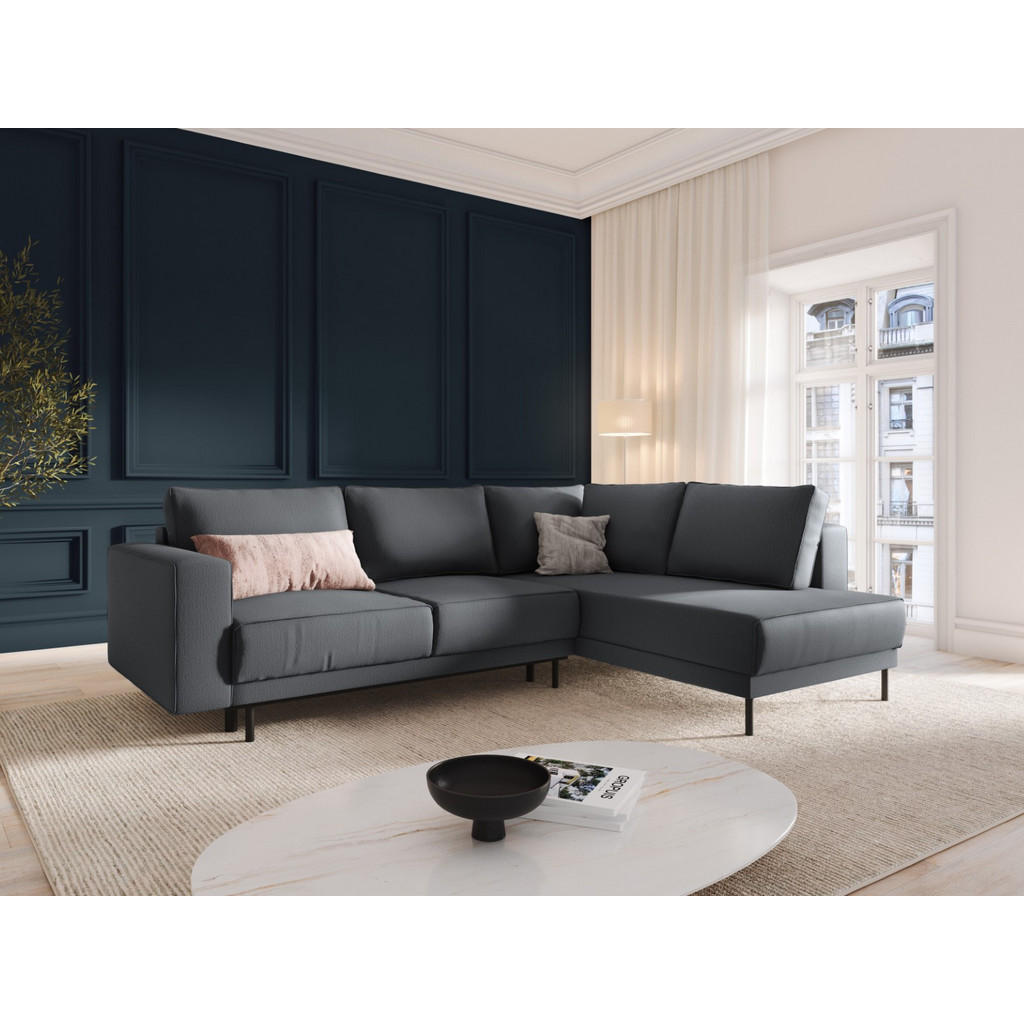 Thumbnail - Micadoni Ausklappbares-Ecksofa, Dunkelgrau, Textil, 5-Sitzer, L-Form, 247x187 cm, Hergestellt in Europa, Wohnzimmer, Sof...