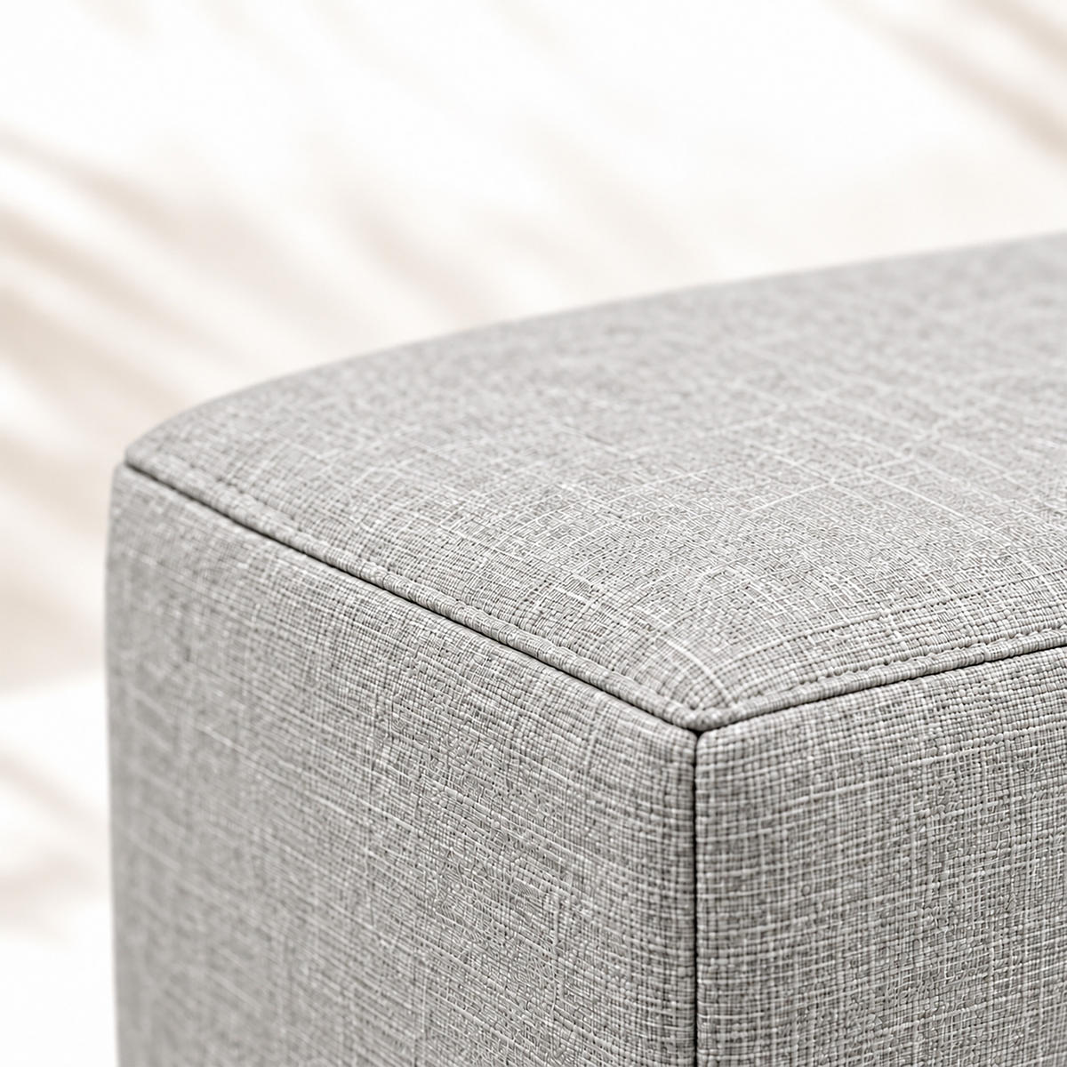 FUSSHOCKER Hellgrau gepolstert Holzfüße - Grau, Holz/Textil (61/42/41cm) - Relaxdays