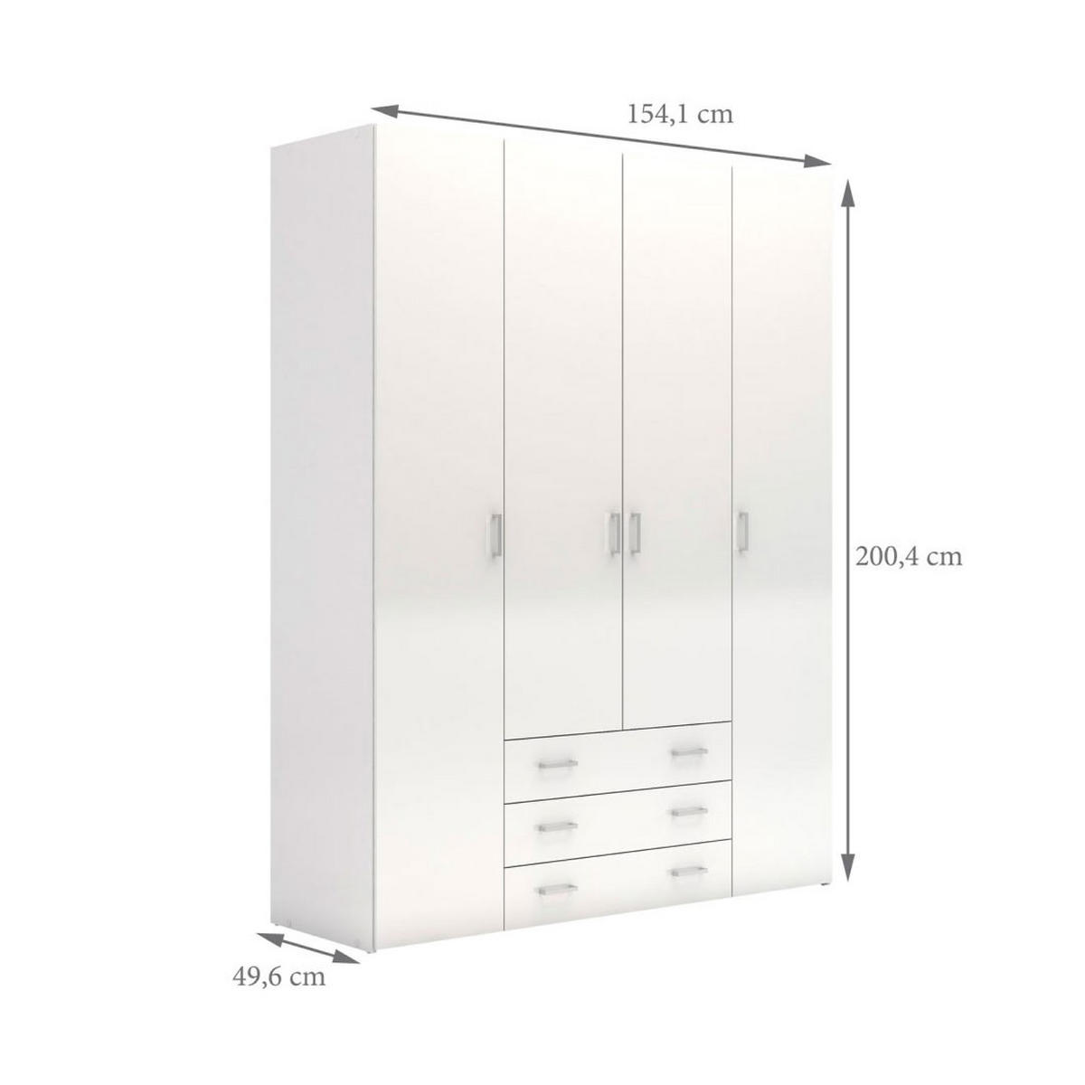 GARDEROBENSCHRANK weiß - Weiß, Holzwerkstoff (154/200/50cm) - ebuy24