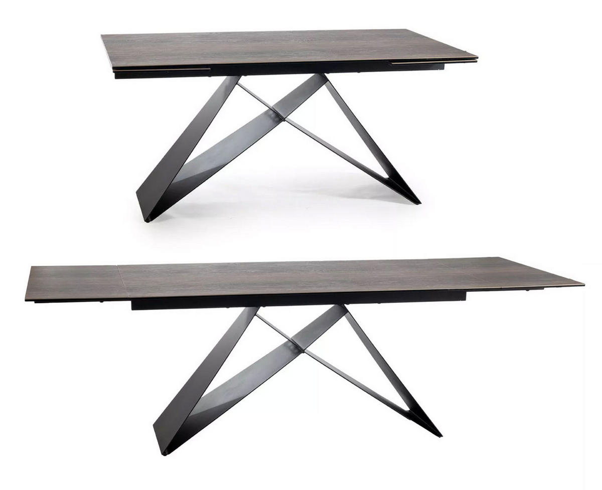 ESSTISCH Westin Palisander-Optik / Schwarz Matt 160-240 / 90 / 77cm - Schwarz/Braun, Holz/Keramik (90/240/77cm) - Feldmann-Wohnen