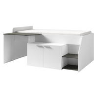 BETTKOMBINATION MIT KOMMODE & TISCH Multi weiß / grau 135 / 204 / 90cm - Weiß/Grau, Holz/Holzwerkstoff (90/200cm) - Feldmann-Wohnen