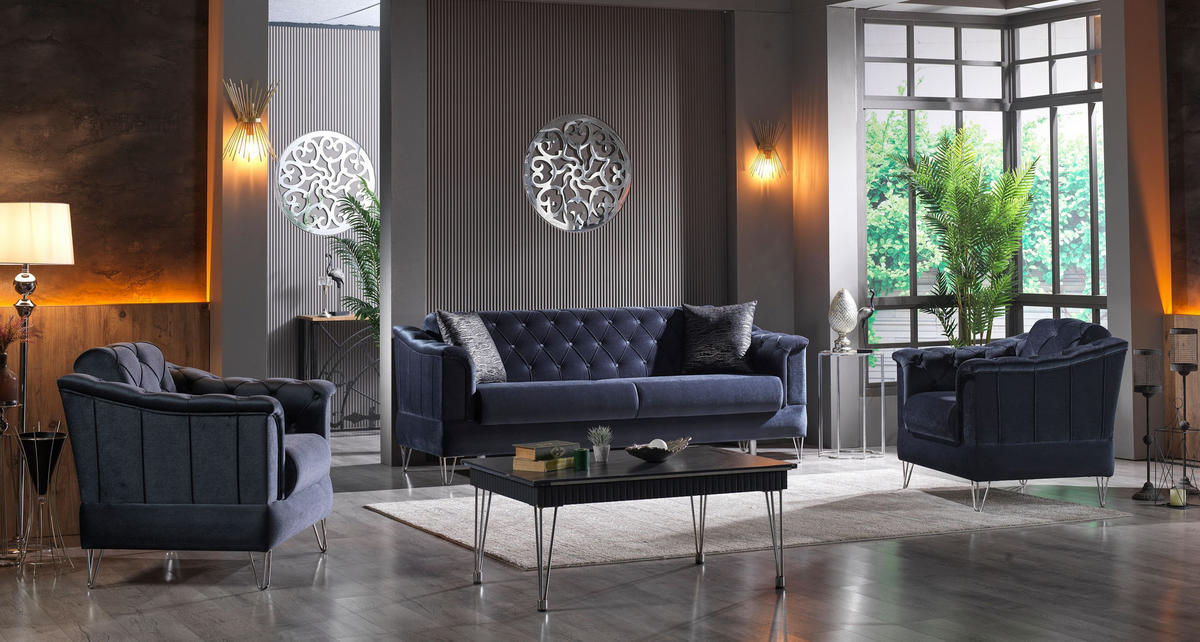 SITZGARNITUR Guido Anthrazit Stellvariante:2+1+1 - Anthrazit, Holz/Textil (165/85/85cm) - Villa Möbel