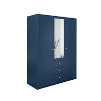 DREHTÜRENSCHRANK GALIO 149/200/57,5 cm 3-türig mit Spiegel Dunkelblau - Blau/Dunkelblau, Holzwerkstoff (149/200/57.5cm) - MASSENO