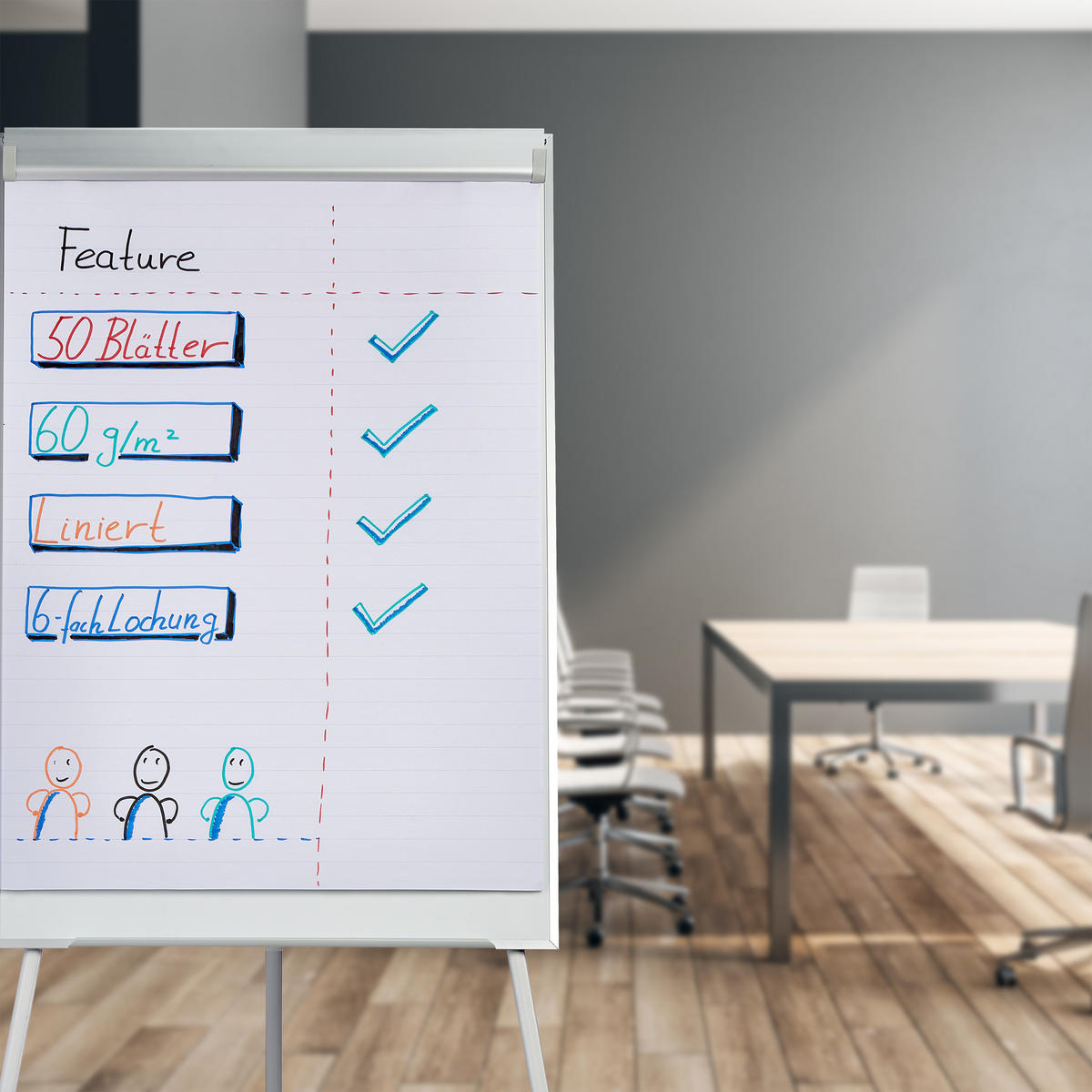 FLIPCHART papier - biela, papier (57.5/81/0.5cm) - Relaxdays