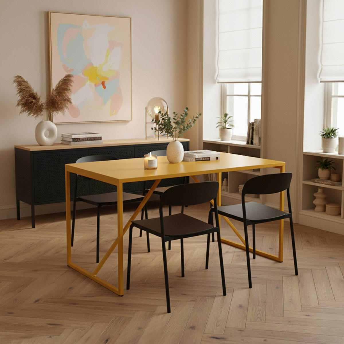 ESSTISCH, Gelb - Gelb, Metall (120/80/78cm) - Oviala