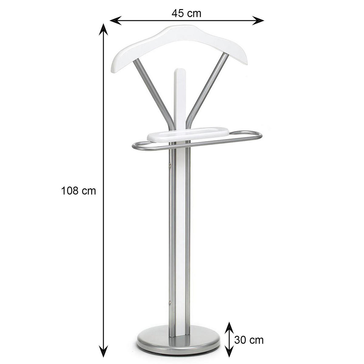 HERRENDIENER FABIO - Weiß, Metall (45/108/30cm) - IDIMEX