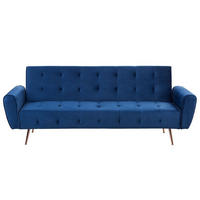 3-SITZER-SCHLAFSOFA Samtstoff Marineblau Selnes - Hellblau, Textil (212/85/84cm) - Beliani