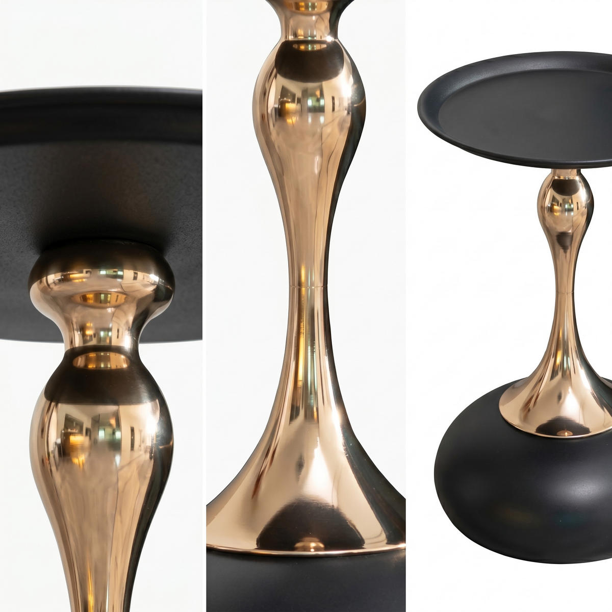 BEISTELLTISCH Ø 38 cm luxuriöses design - Schwarz, Metall (38/38/54cm) - Urban Meuble