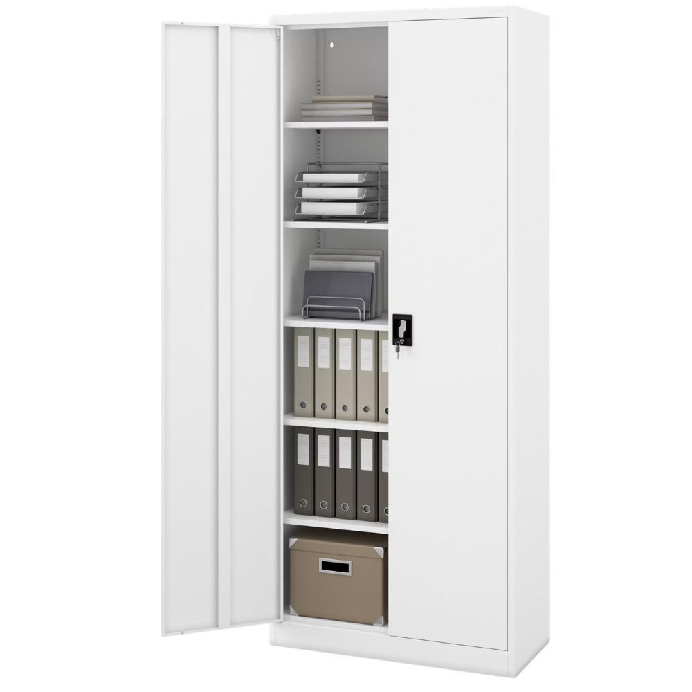 AKTENSCHRANK abschließbar KADO Flügeltüren 220x90x40cm Weiß - Weiß, Metall (90/220/40cm) - DELUKE