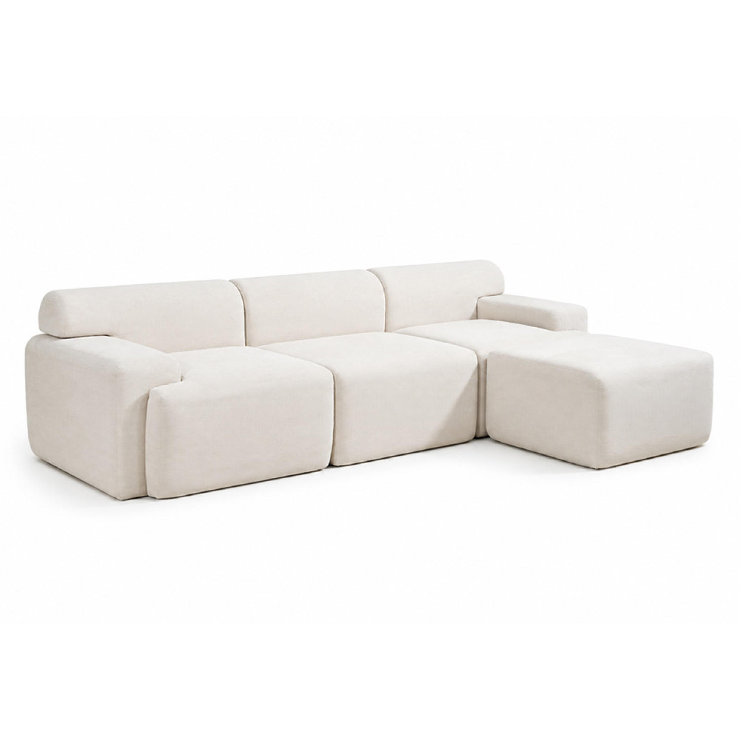 ECKSOFA Sheffy in Beige 4-Sitzer aus Cord - Beige, Kunststoff (105/105cm) - Concept Usine