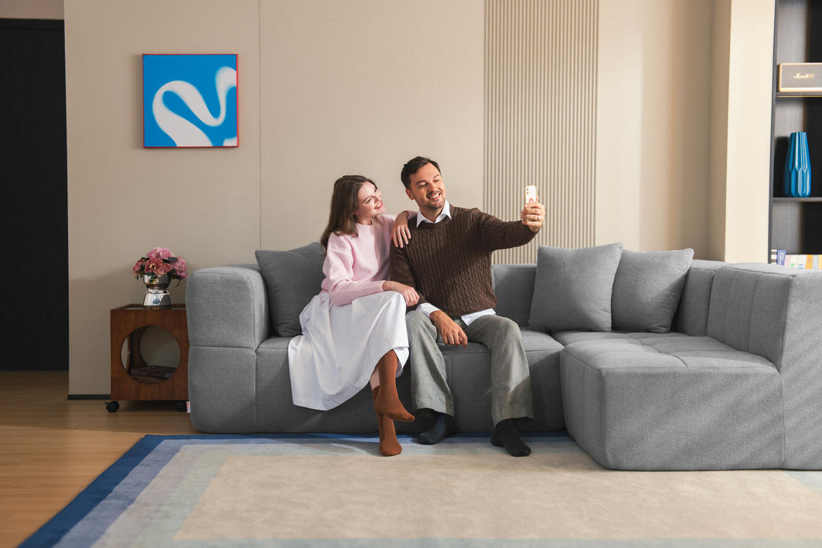 2-SITZER-SOFA Bouclé-Stoff Wolkengrau - Grau, Textil (180/73/95cm) - MILYsofa