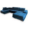 WOHNLANDSCHAFT CASONE L-S Blau Velours-Stoff mit Schlaffunktion - Blau, Holz (345/90/202cm) - MASSENO