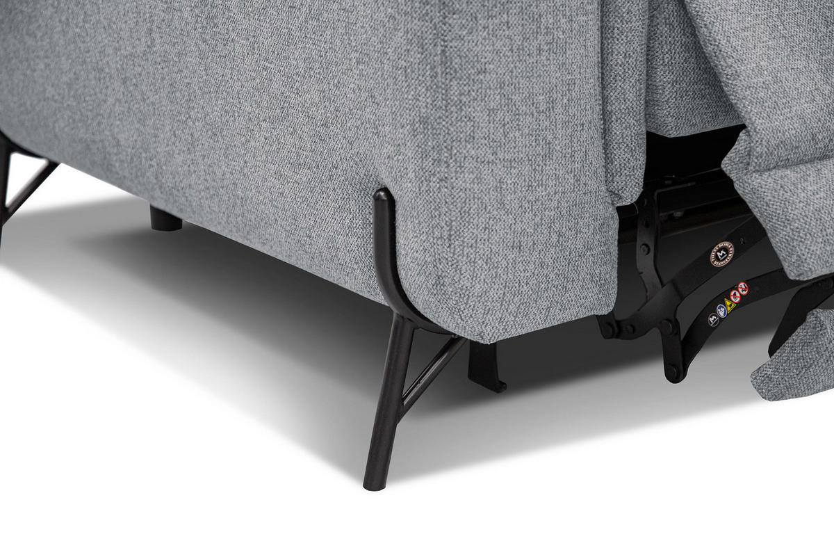 SOFA AVENA 3-Sitzer mit 2 Relaxfunktionen, silberfarben - Silberfarben, Holzwerkstoff/Textil (204/80/108cm) - Courtois Laville