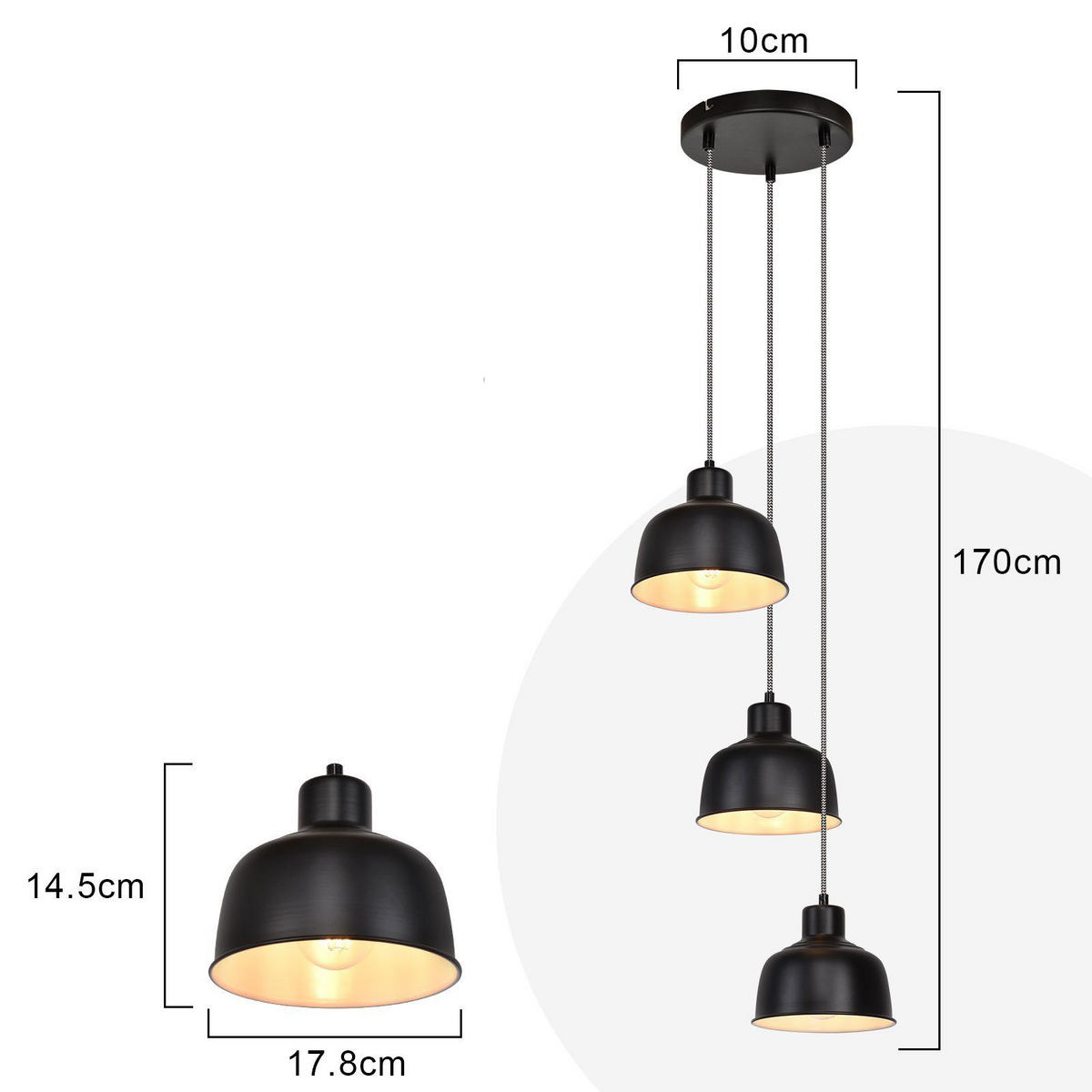 PENDELLEUCHTE Silas 38/38/19 cm - Schwarz, Metall (38/38/19cm) - ZMH