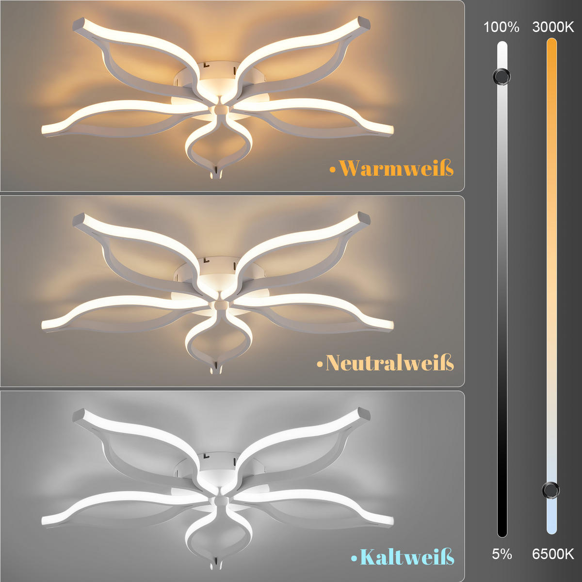 LED DECKENLEUCHTE Ielwynne 80/38/6 cm - Weiß, Metall (80/38/6cm) - ZMH