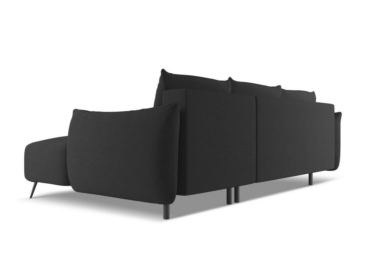 ECKSOFA mit Schlaffunktion Chenille Stoff Schwarz - Anthrazit/Schwarz, Textil/Metall (242/162cm) - Makamii