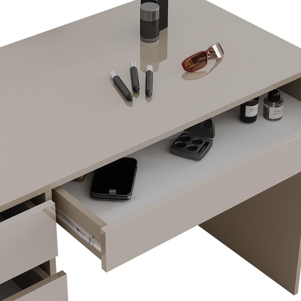 SCHREIBTISCH Sherry Greige Hochglanz 55 cm - Greige, Holzwerkstoff (120/55/75cm) - Vicco