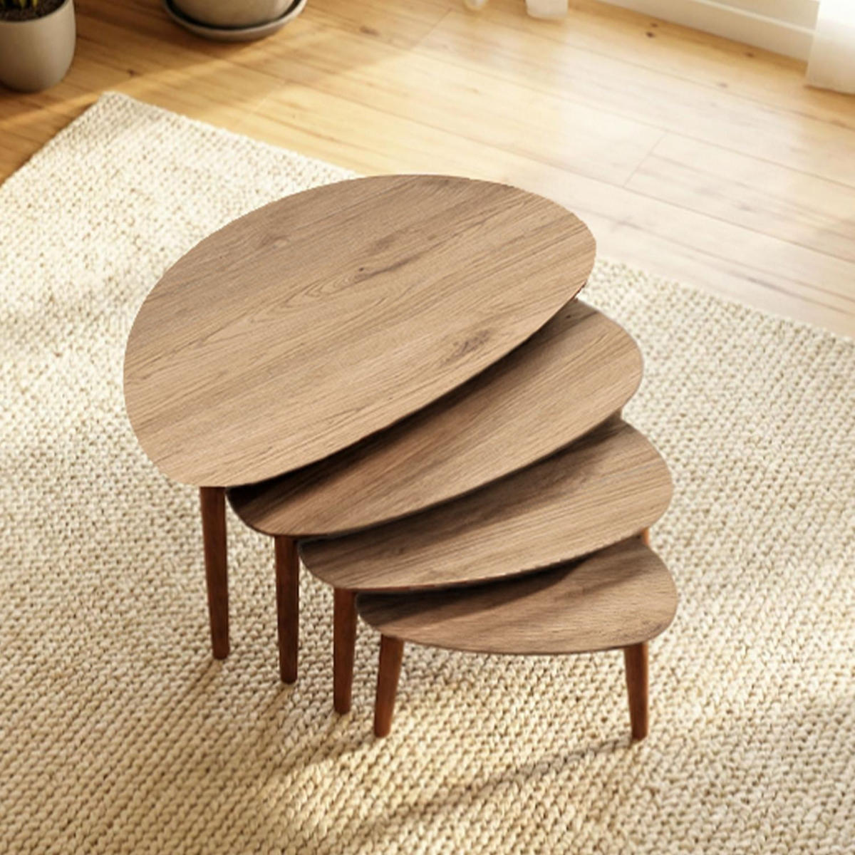 SATZTISCH Nora 4-teilig Eiche - Braun, Holz (45/68/55cm) - Habitat Garten