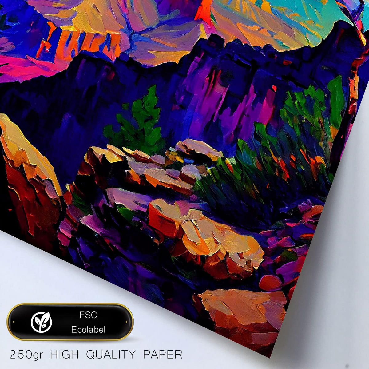 POSTER Set Mit 6 Blau Im Ölgemälde Stil A3 & A4 Schwarzer Rahmen - Schwarz, Papier (29/3cm) - Nacnic