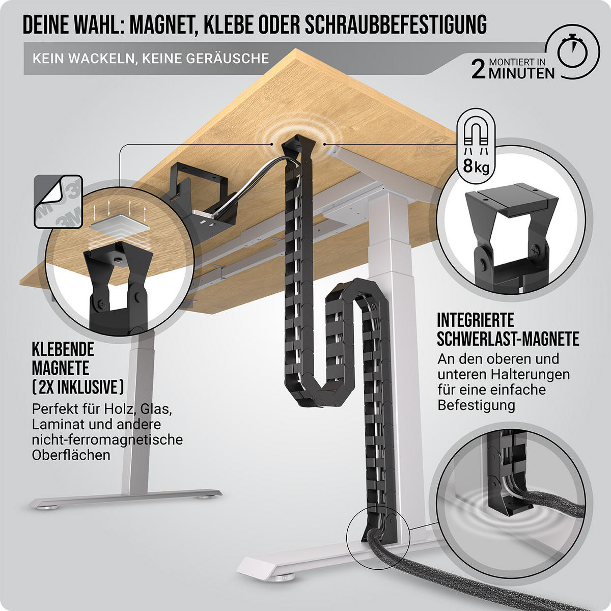 KABELFÜHRUNG Schreibtisch - Kabelmanagement - Schwarz - Schwarz, Kunststoff (133/5/2.7cm) - Ultimate Setup