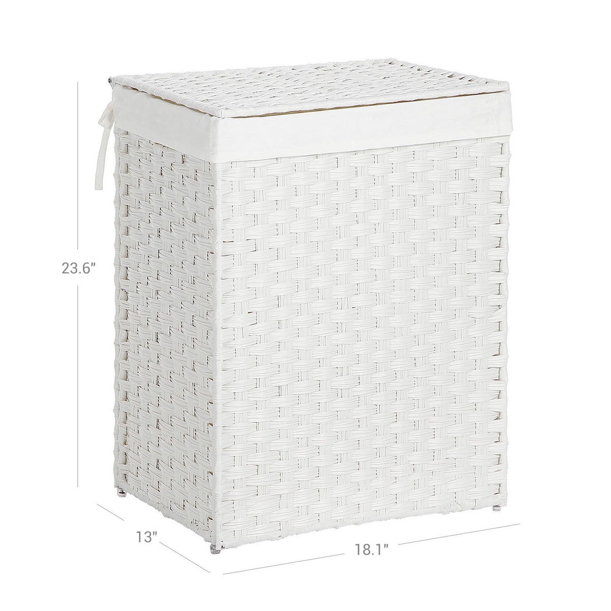 WÄSCHEKORB AUS POLYRATTAN - Weiß, Kunststoff (33/60/46cm) - Hansiro