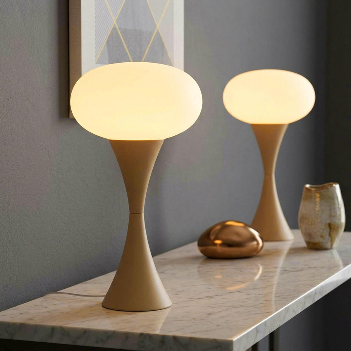 TISCHLEUCHTE Lula 2er Set Glas opal - Beige, Glas (18/18/36.9cm) - Globo Lighting