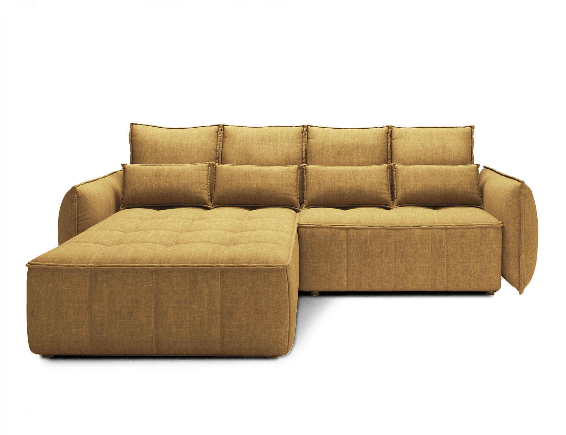 ECKSOFA mit Schlaffunktion und Bettkasten - Gelb, Textil (265/196cm) - Eltap