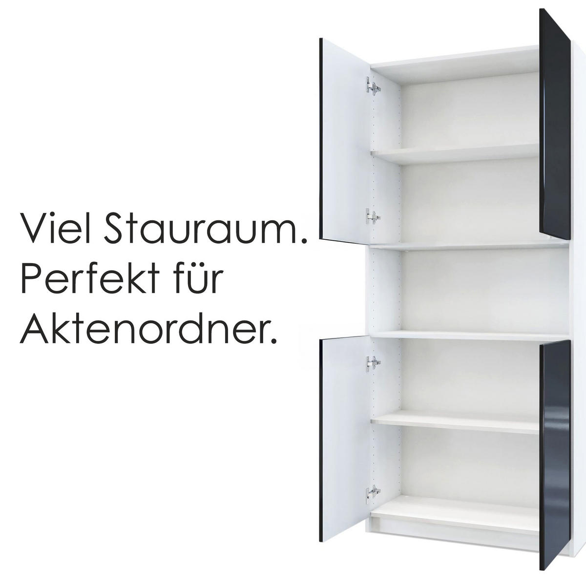 AKTENSCHRANK Elona M2, Büroschrank mit Soft-Close & Push-to-Open, Weiß/ Anthrazit matt (82 x 184 x 37 cm) - Anthrazit, Holzwerkstoff (82/184/37cm) - InnoFurn