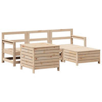 GARTEN-SOFAGARNITUR 5-teilig Massivholz Kiefer - Braun, Holz - vidaXL