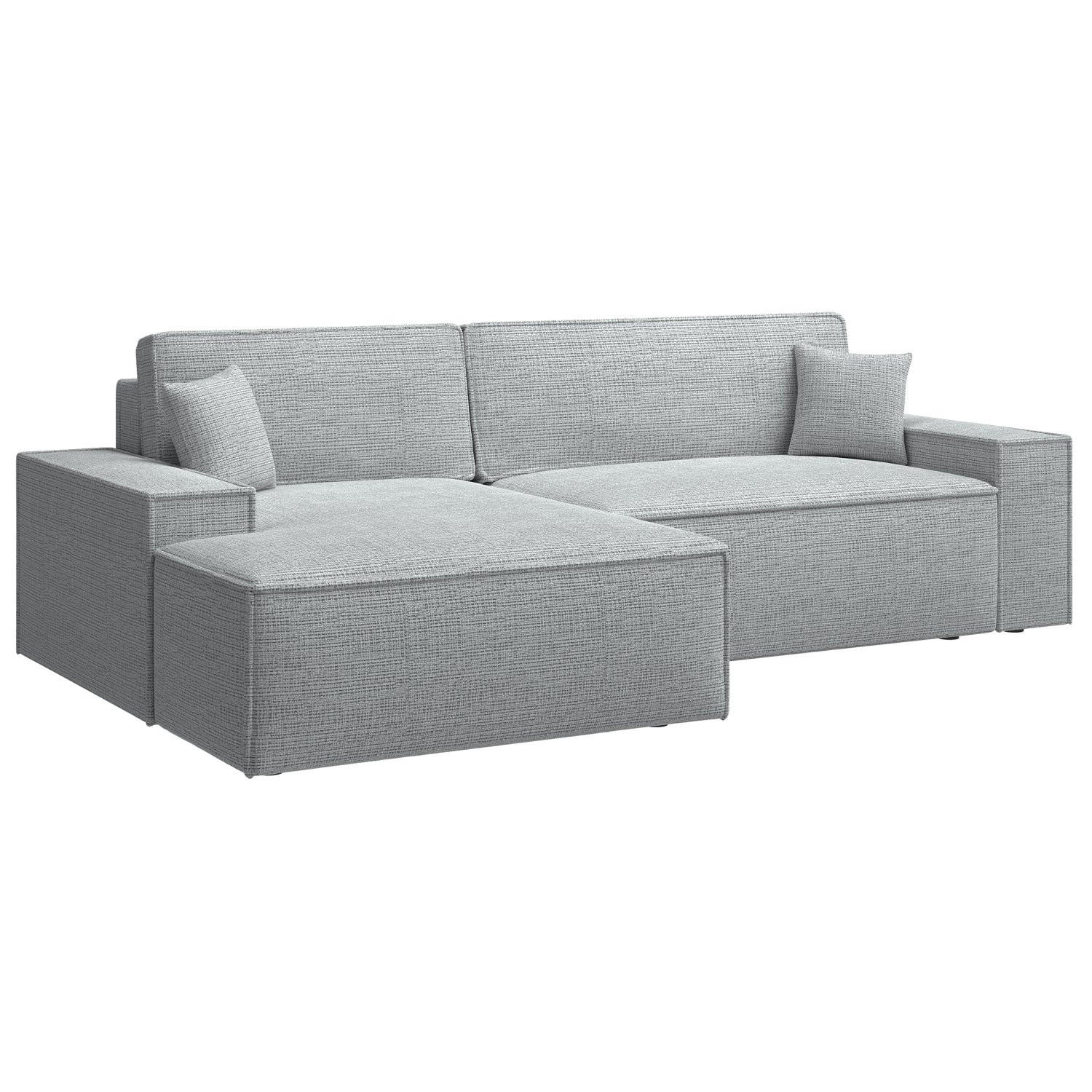ECKSOFA Farese New Hellgrau Chenille - Hellgrau/Schwarz, Kunststoff/Textil (267/167cm) - Selsey