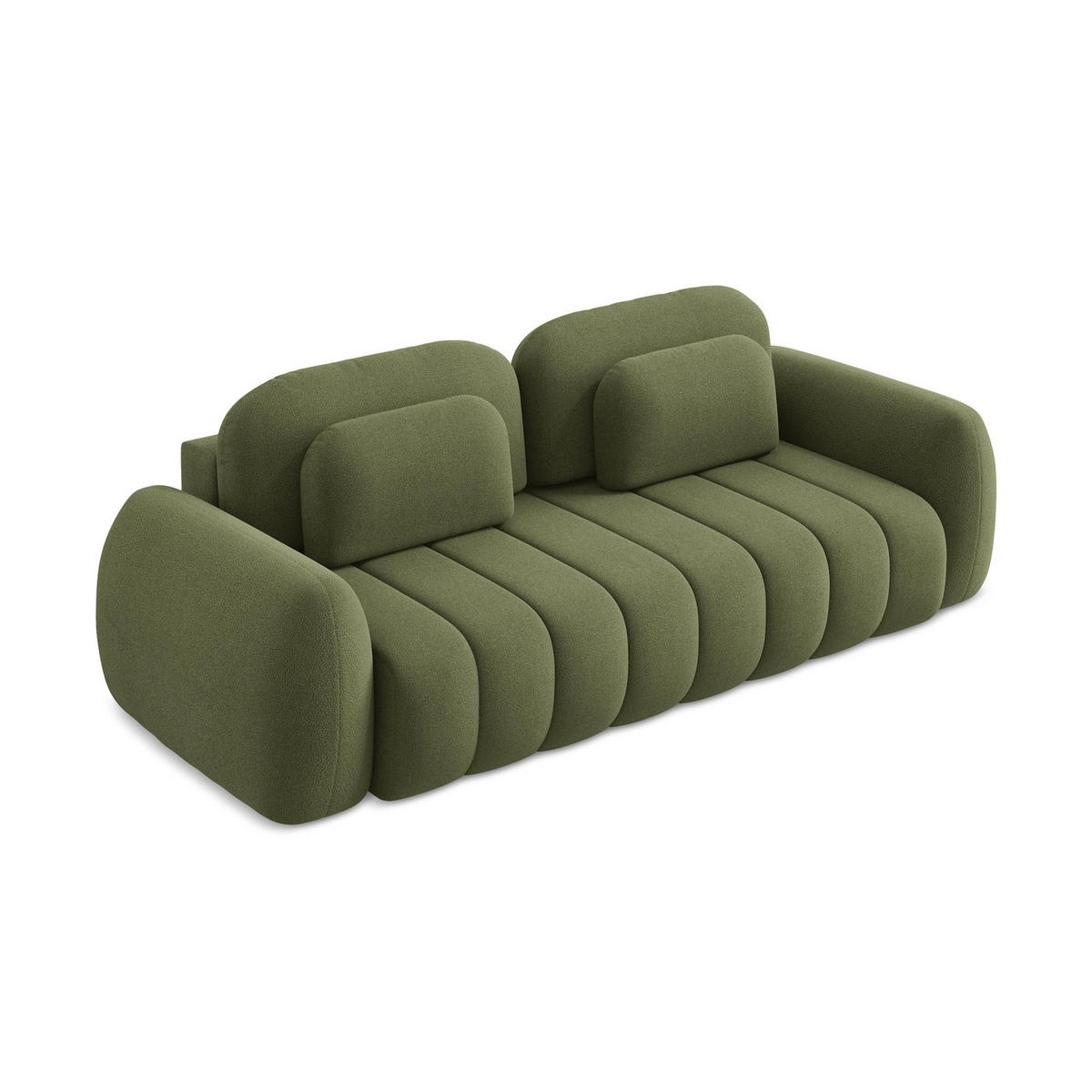 3-SITZER SOFA mit Schlaffunktion Bouclé Stoff Grün - Schwarz/Grün, Holzwerkstoff/Kunststoff (266/95/121cm) - LaMiaSofa