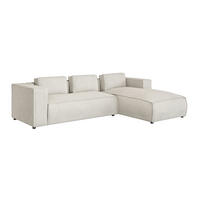 ECKSOFA Nova Beige Cord, Ottomane rechts - Beige/Schwarz, Holz/Kunststoff (262/176cm) - S-Style Möbel