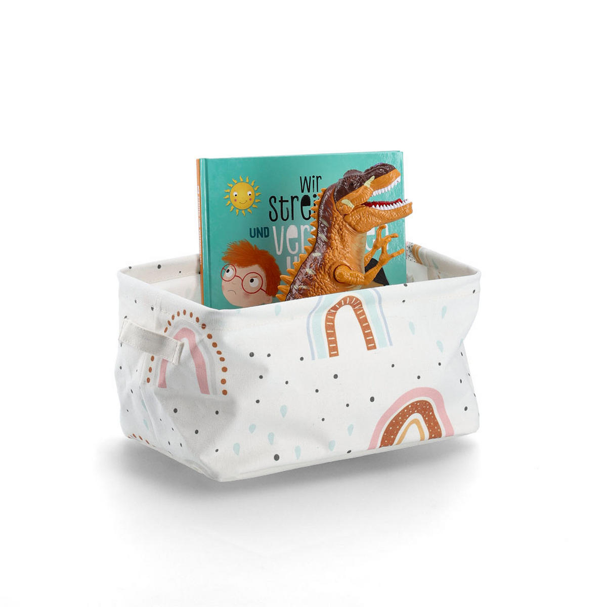 AUFBEWAHRUNGSKORB Rainbow - Canvas, Weiß / Bunt - Multicolor, Textil (21/28cm) - Zeller Present