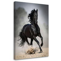 WANDBILD, Schwarzes galoppierendes Pferd Natur - Schwarz, Textil (20/30cm) - Feeby
