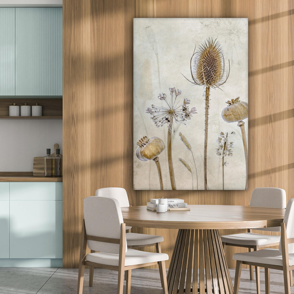 LEINWANDBILD Blumen - Aquarell - Stilleben - Braun - Vintage 80x120 cm - Beige, Textil (80/120cm) - MuchoWow