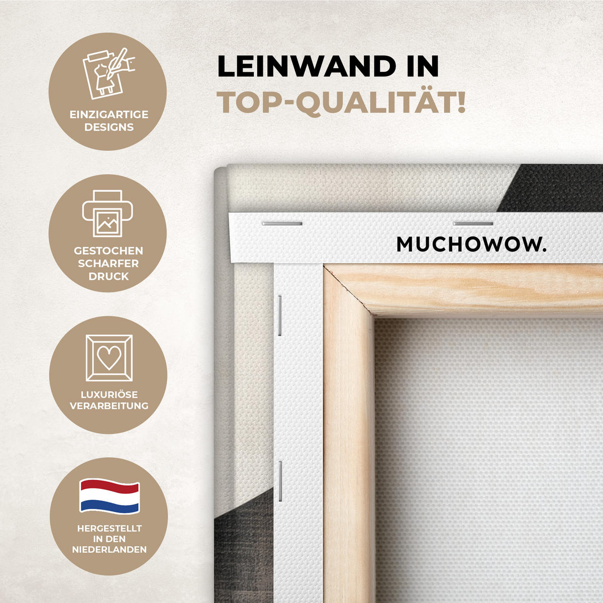 LEINWANDBILD Abstrakt - Wellen - Schwarz - Verwittert 30x40 cm - Trüffeleichefarben, Textil (30/40cm) - MuchoWow