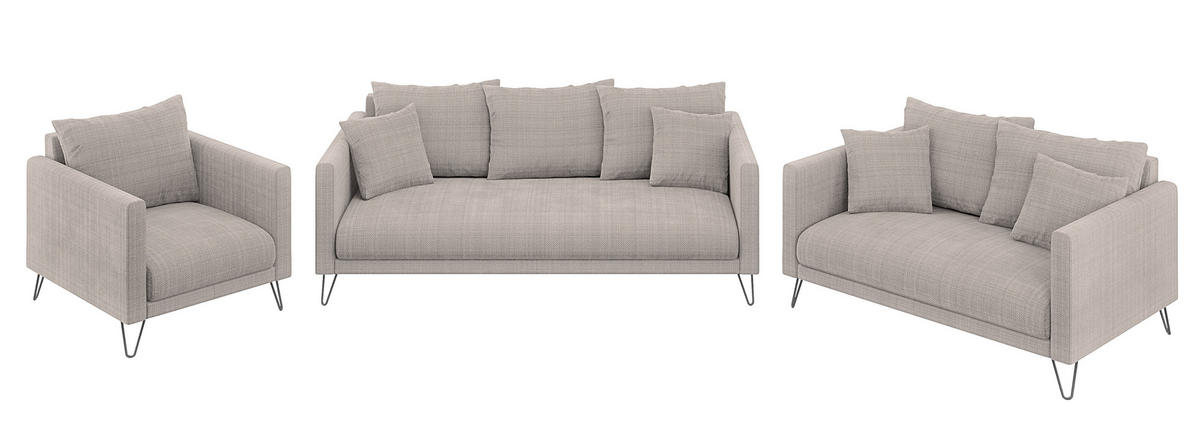 2-SITZER-SOFA Harmony Taupe Chenille - Taupe/Schwarz, Holz/Textil (140/85/100cm) - S-Style Möbel