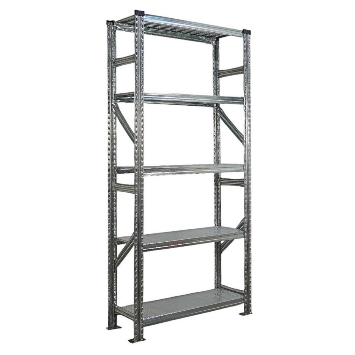 FACHBODENREGAL Proximo Stecksystem 200x90x32cm 5 Ebenen Fachlast 200 kg Beidseitig nutzbar Verzinkt - Silberfarben, Metall (90/200/32cm) - PROREGAL