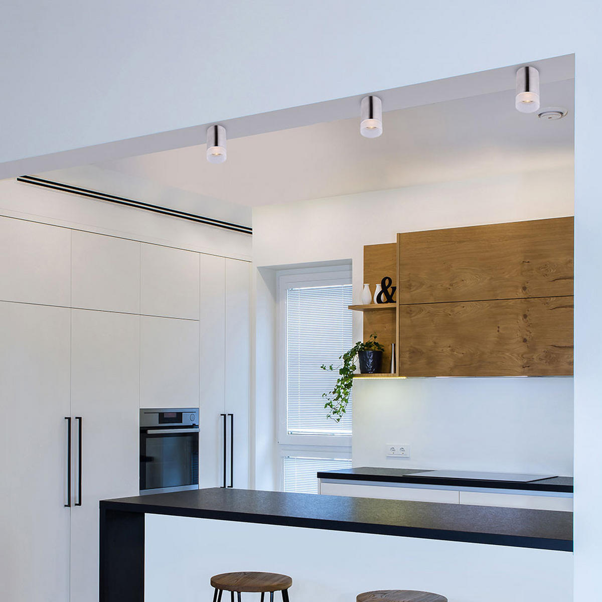 LED DECKENLEUCHTE Aluminium Silber 3er Set - Silberfarben, Glas (6.5/6.5/11cm) - Globo Lighting